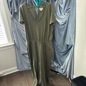 UpWest 100% cotton green jumpsuit with ruffle sleeve